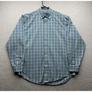 Vineyard Vines Whale Up Shirt Mens Medium M Blue Green White Check Preppy Casual
